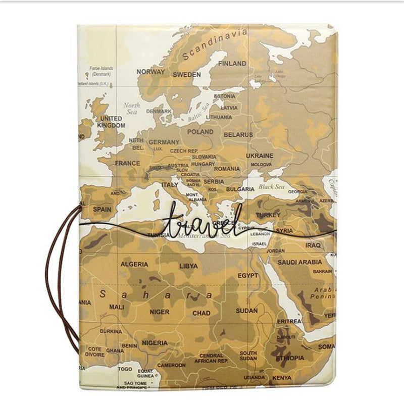 World Map Passport Cover