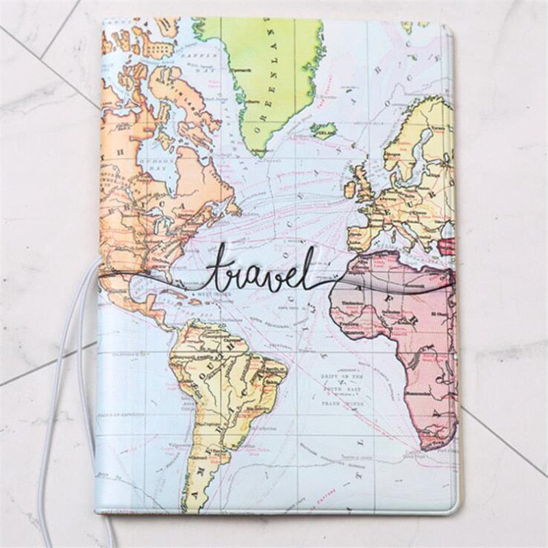 World Map Passport Cover