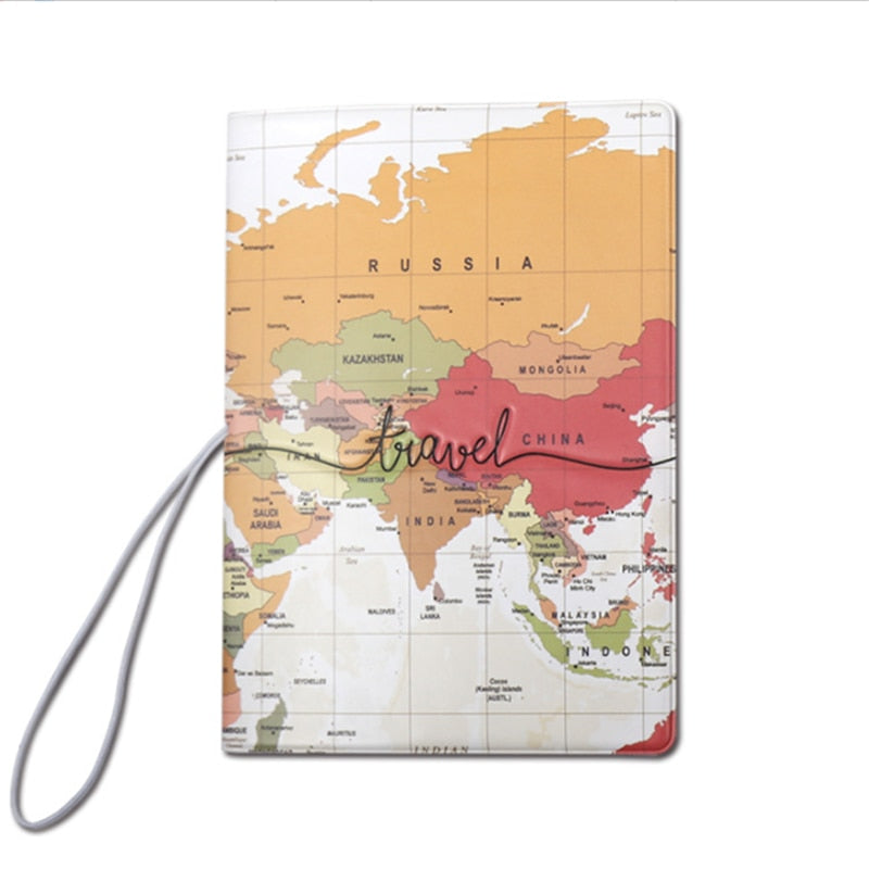 World Map Passport Cover